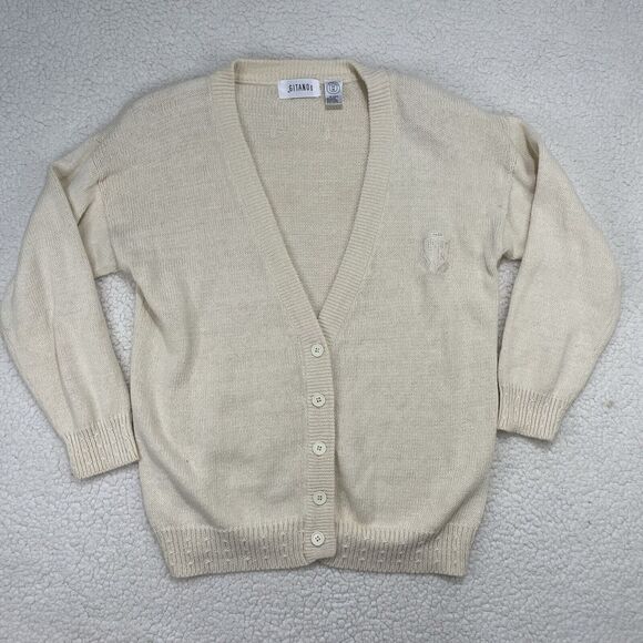 Vintage Gitano Womens M Knit Cardigan Sweater Cream Button Front Grandma - Picture 1 of 10